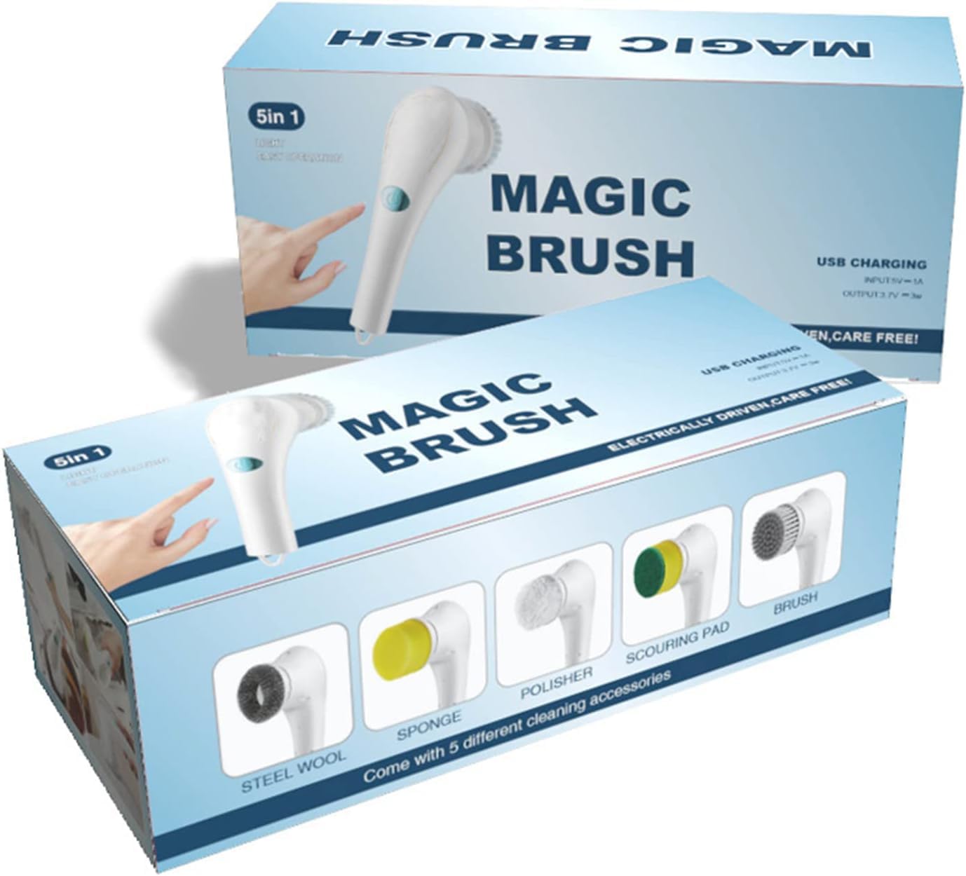 Electric Spin Scrubber, Rechargeable Hand Cleaning Brush with 5 Interchangeable Brush Heads Electric Spin Scrubber, Rechargeable Hand Cleaning Brush with 5 Interchangeable Brush Heads
